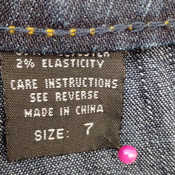 EXOCET Jeans Collection Capri Jeans Size 7 Junior Blue Wash Flap Back Pockets - Picture 10 of 13